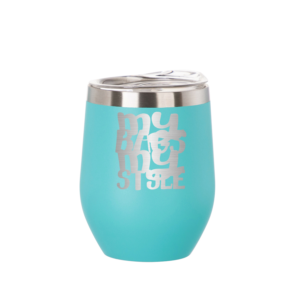 12oz/360ml Stainless Steel Stemless Cup (Powder Coated, Mint Green)