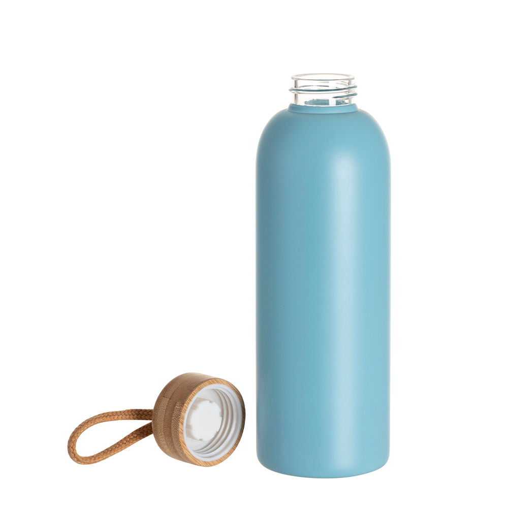 25oz/750ml Frosted Glass Bottle w/ Bamboo Lid (Light Blue)