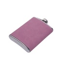 8oz/240ml Stainless Steel Flask with PU Cover(Light Pink W/ Black)