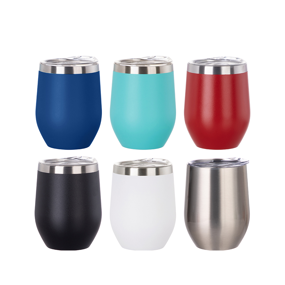 12oz/360ml Stainless Steel Stemless Cup (Powder Coated, Red)