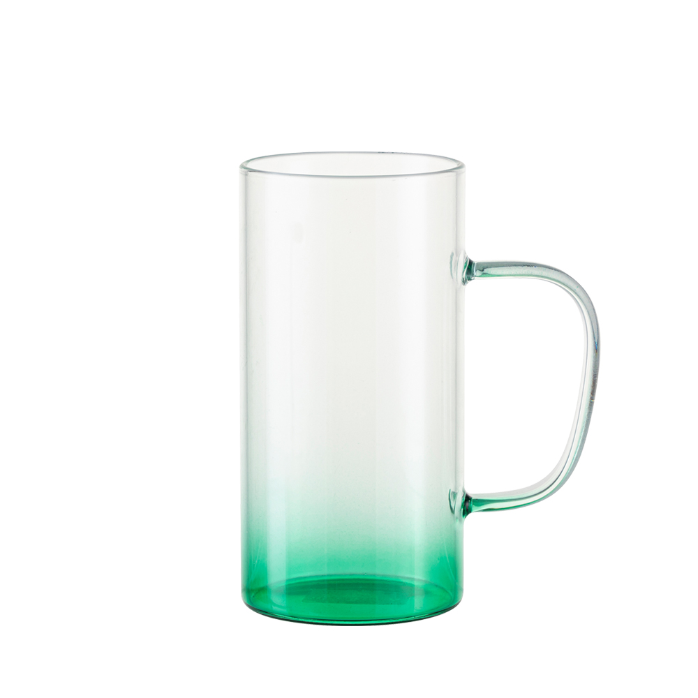 22oz/650m Glass Mug with Handle (Clear, Gradient Green)