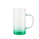 22oz/650m Glass Mug with Handle (Clear, Gradient Green)