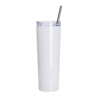 30OZ/900ml Stainless Steel Tumbler with Water Proof Lid & Metal Straw (Sublimation Glossy White)