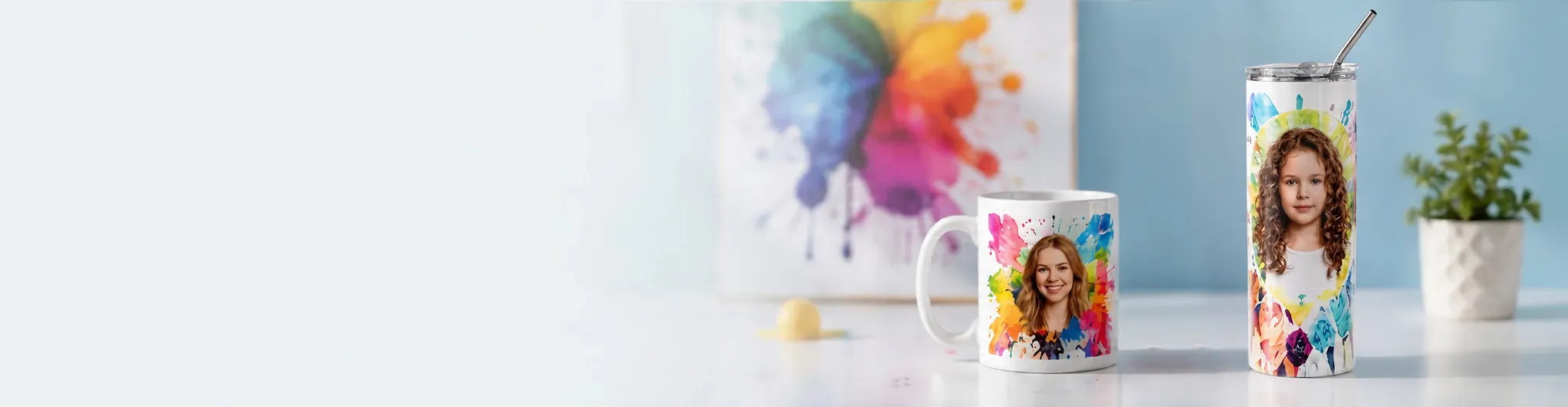 PYD Life sublimation mugs and tumblers with colorful custom designs