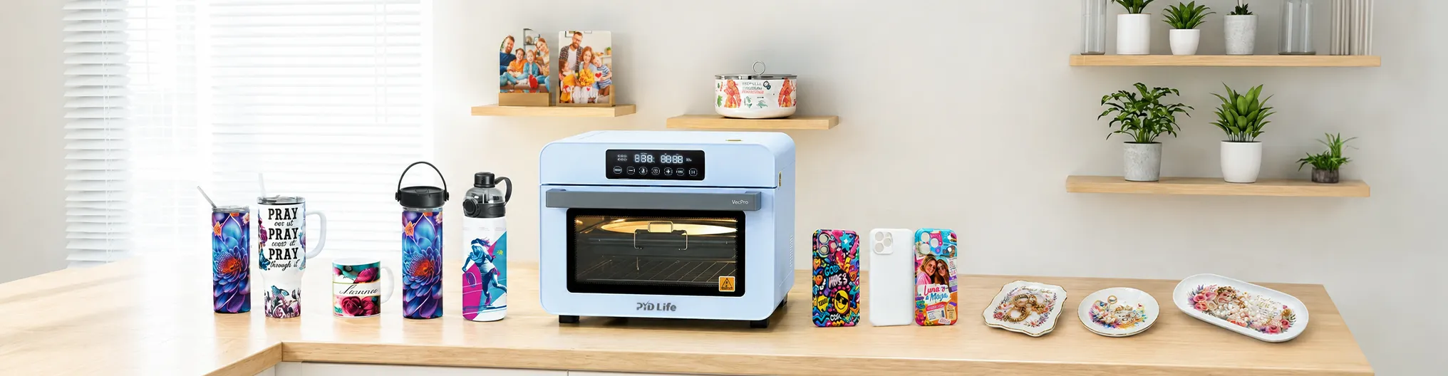 PYD Life sublimation oven drinkware and customized products for creators and businesses