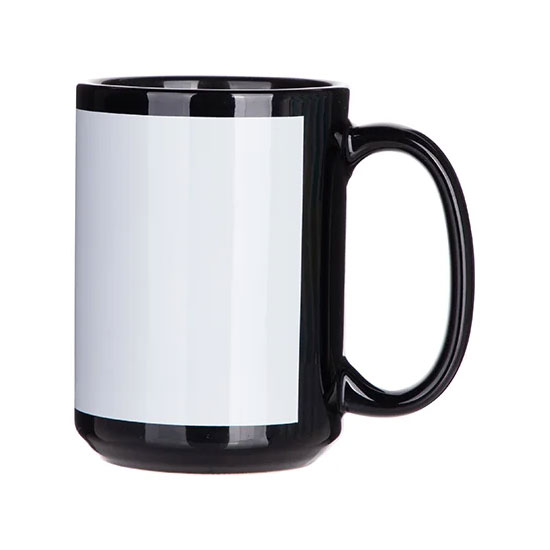 PLC1510-15oz Sublimation Mug with White Patch- Black