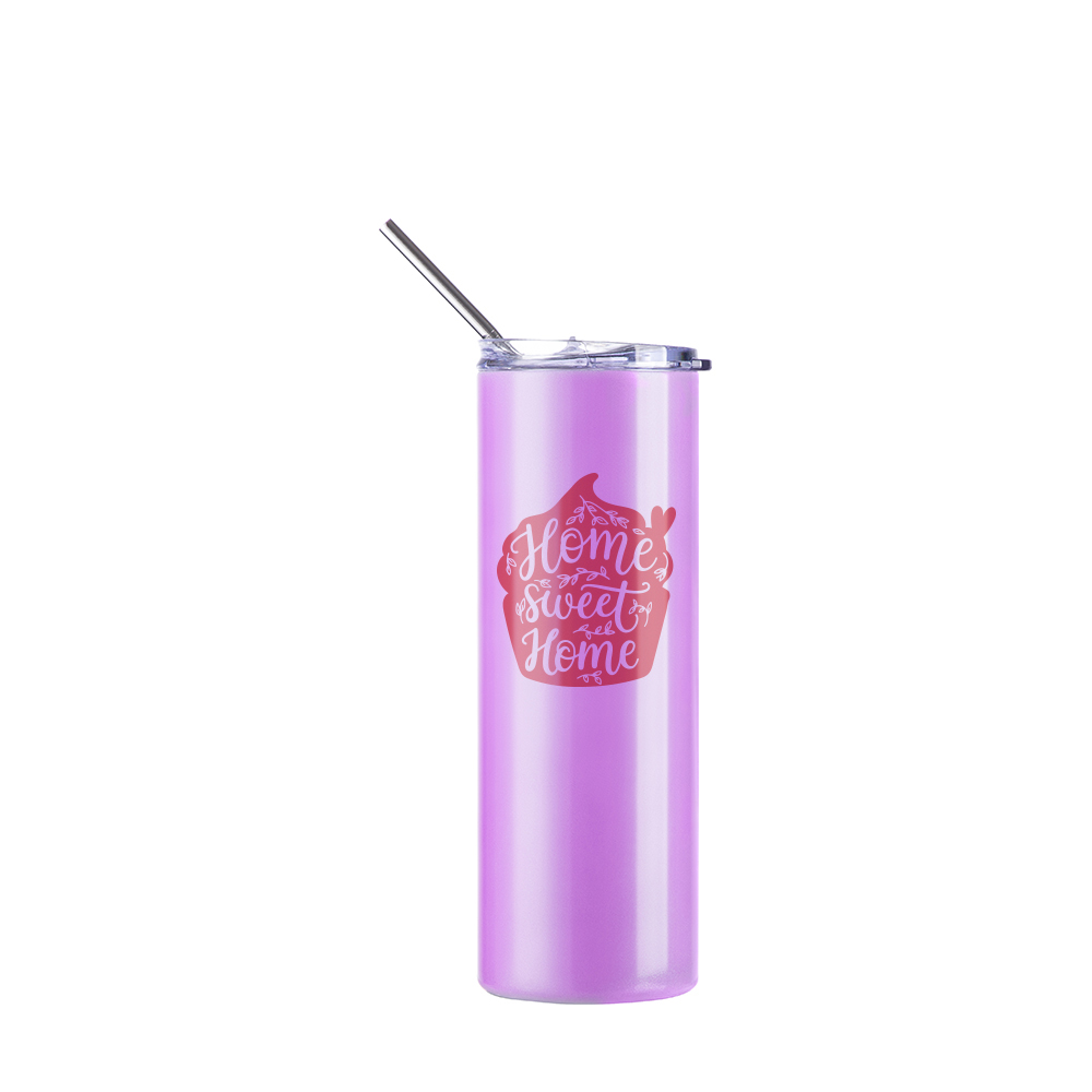 Color Changing Tumbler with Straw(20oz/600ml,Sublimation blank,White-Violet)