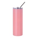 Matte Stainless Steel Tumbler with Straw(20OZ,Sublimation blank,Pink)