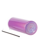 Rainbow Glitter Skinny Tumbler w/ Straw(20oz/600ml,Sublimation blank,Purple)