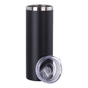 Powder coated Stainless Steel Tumbler with Straw(20OZ,Common Blank,Black)