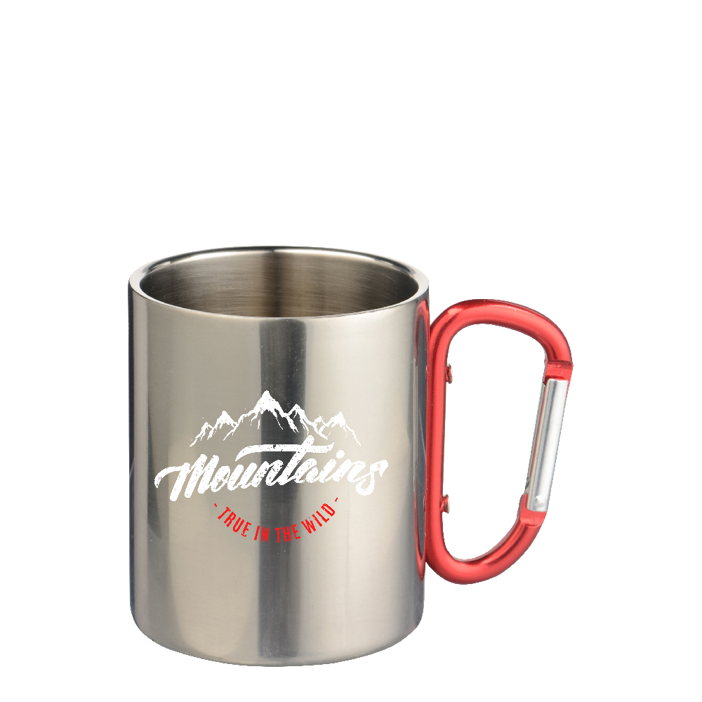 300ml Stainless Steel Mug w/ Carabiner(Other,Sublimation blank,Silver)
