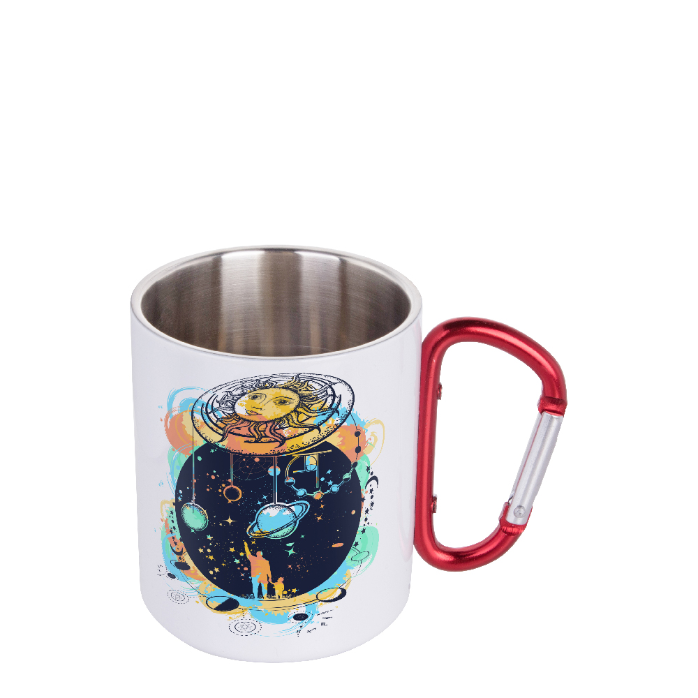 300ml Stainless Steel Mug w/ Carabiner(Other,Sublimation blank,White)