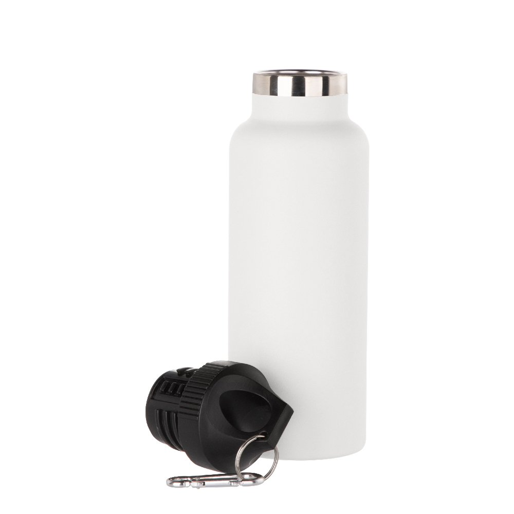 Powder Coated Sports Bottle with Plastic &amp; Carabiner Lid(17oz/500ml,Common Blank,White)