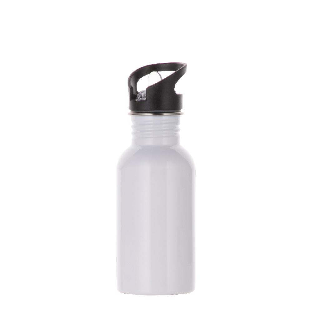 Aluminium Bottle with Straw Top(17oz/500ml,Sublimation blank,White)