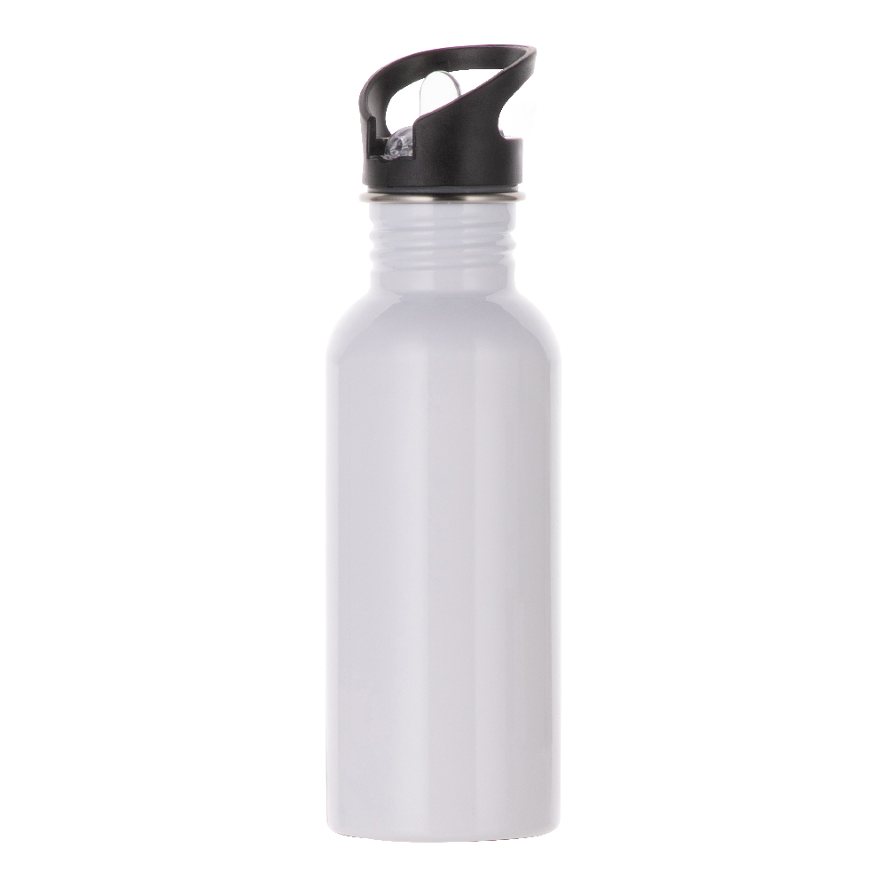 Aluminium Bottle with Straw Top(25oz/750ml,Sublimation blank,White)
