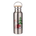 500ml/17oz Portable Bamboo Lid Stainless Steel Bottle(Other,Sublimation,Silver)