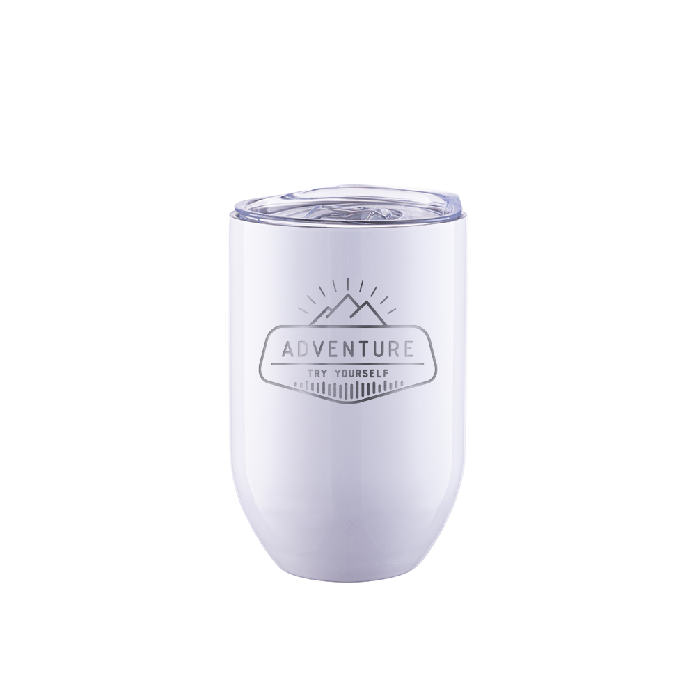 Straight Stainless Steel Wine Cups(12oz/360ml,Sublimation Blank,White)