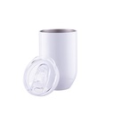 Straight Stainless Steel Wine Cups(12oz/360ml,Sublimation Blank,White)