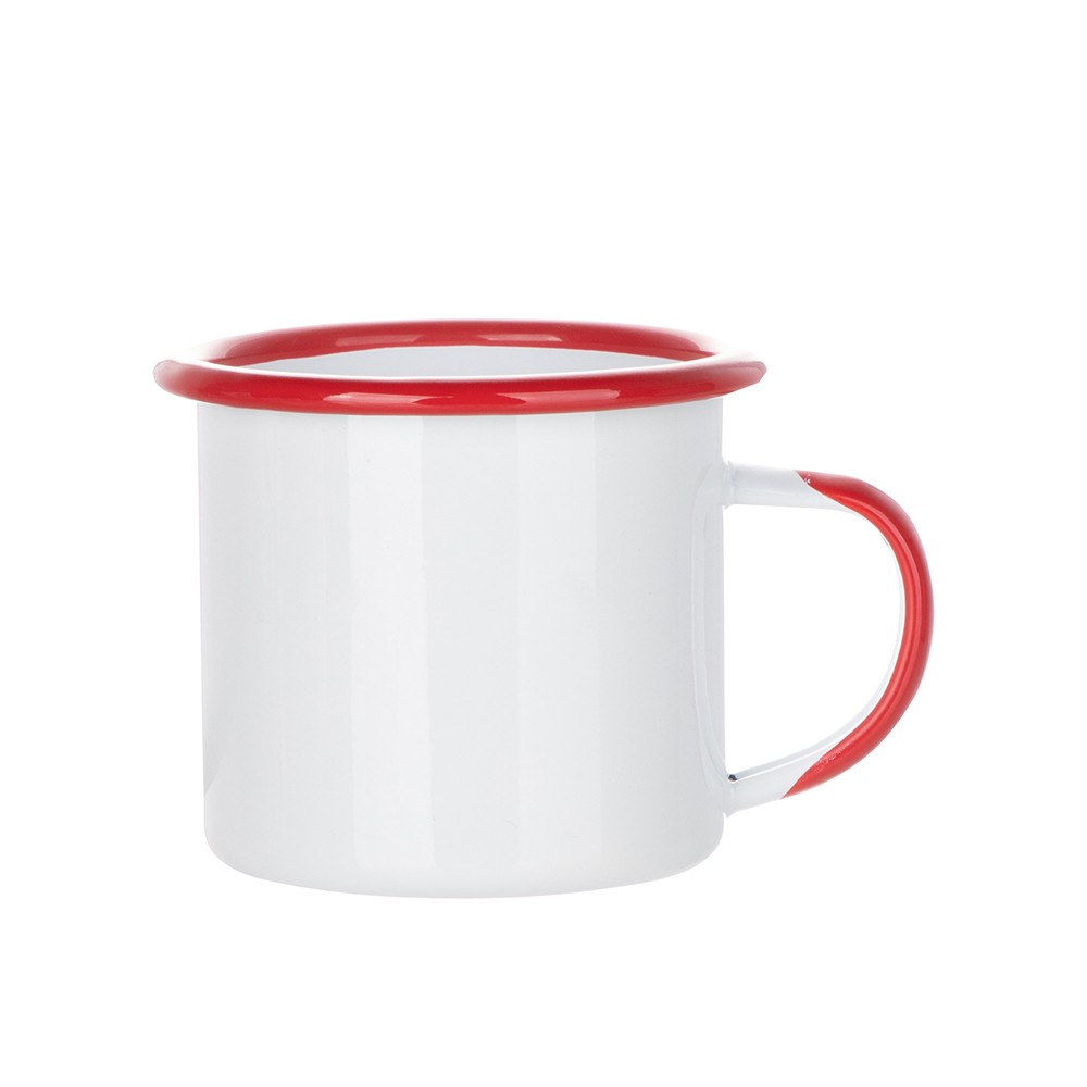 Rim &amp; Handle Color Enamel Mug(12oz/360ml,Sublimation Blank,Red)