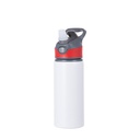 Alu Water Bottle with Red Cap(22oz/650ml,Sublimation Blank,White)