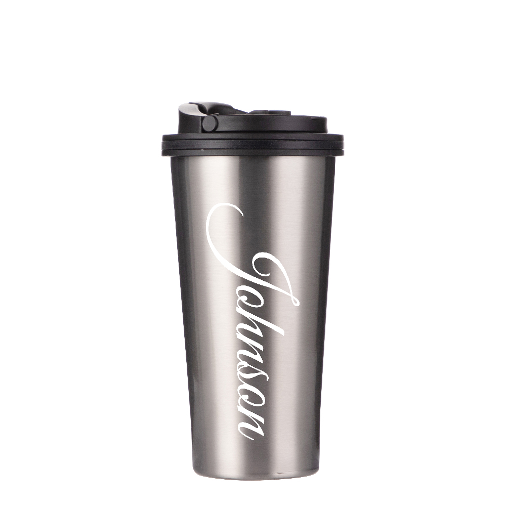Stainless Steel Tumbler w/ Portable Lid(16OZ-480ML,Sublimation,Silver)