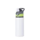 Alu Water Bottle with Green Cap(22oz/650ml,Sublimation Blank,White)