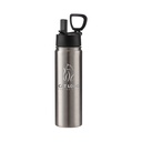 Stainless Steel Flask with Wide Mouth Straw Lid &amp; Rotating Handle(22oz/650ml,Sublimation Blank,Silver)
