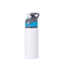 Alu Water Bottle with Blue Cap(22oz/650ml,Sublimation Blank,White)