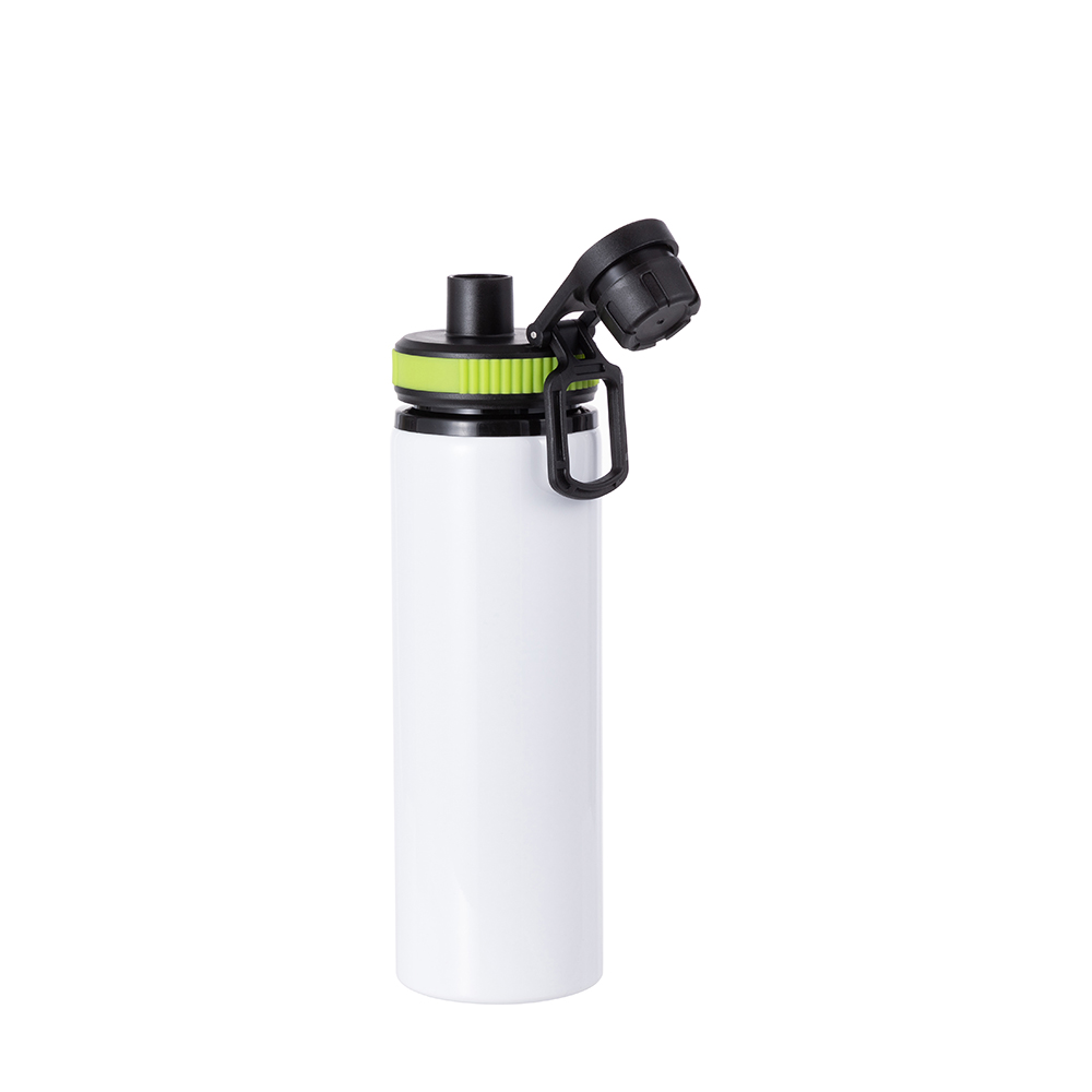 Alu Water Bottle with Green Cap(28oz/850ml,Sublimation Blank,White)