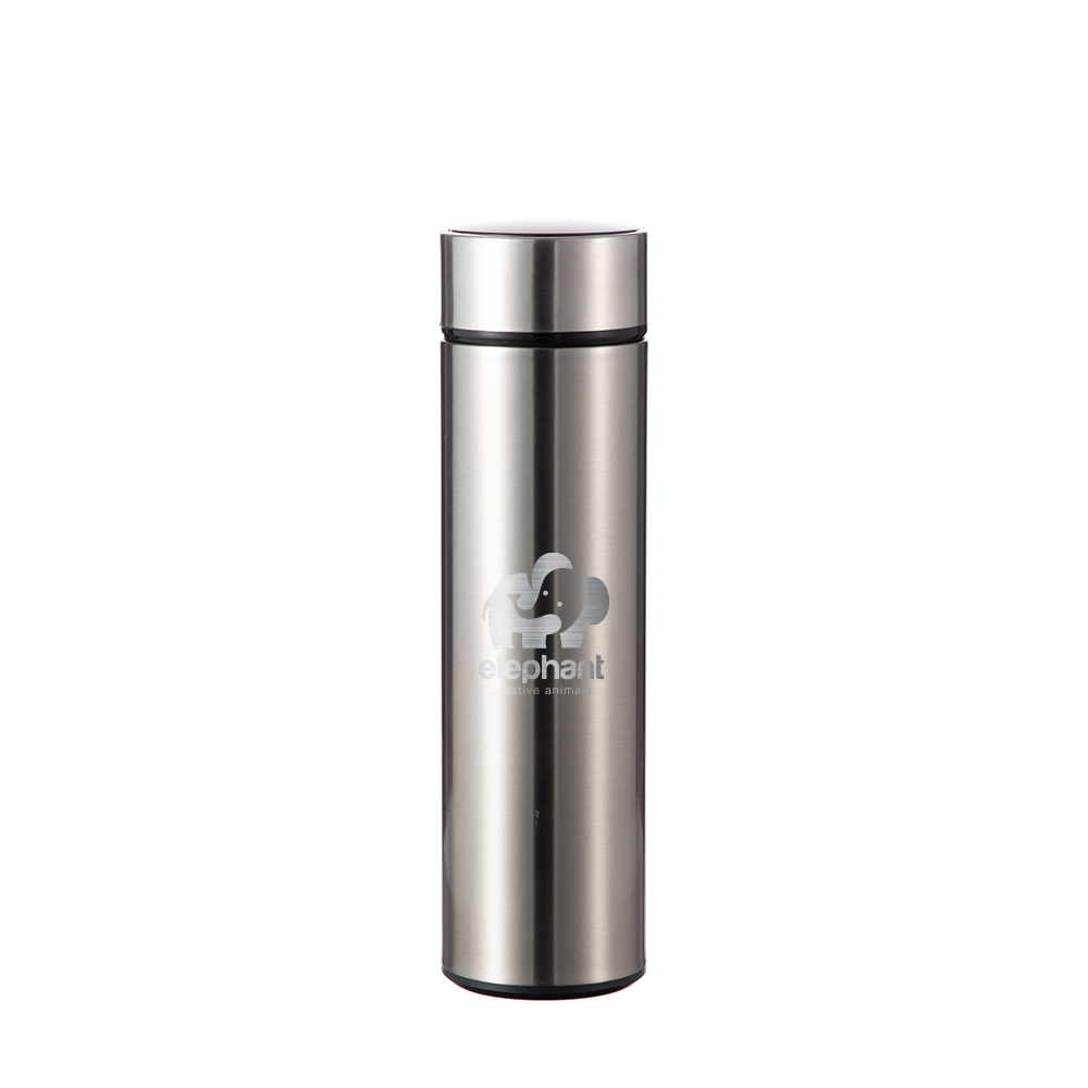 Smart Stainless Steel Flask w/ Temp. Display(16oz/450ml,Sublimation Blank,Silver)