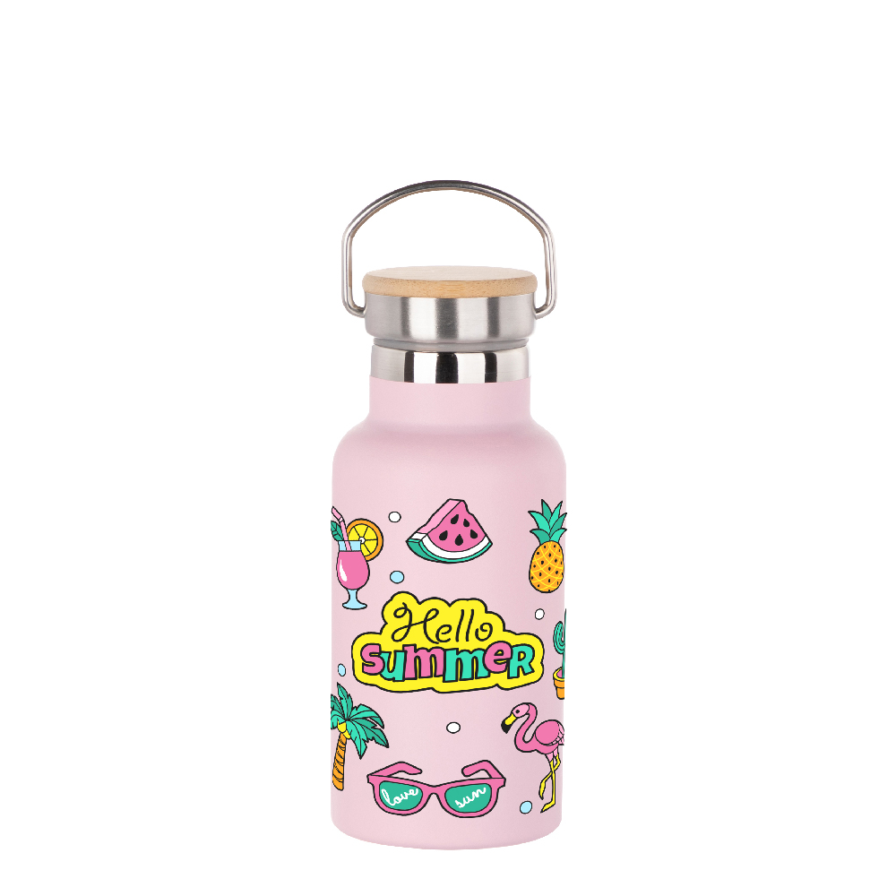 350ml Sports Bottle with Bamboo Lid(Other,Common Blank,Pink)