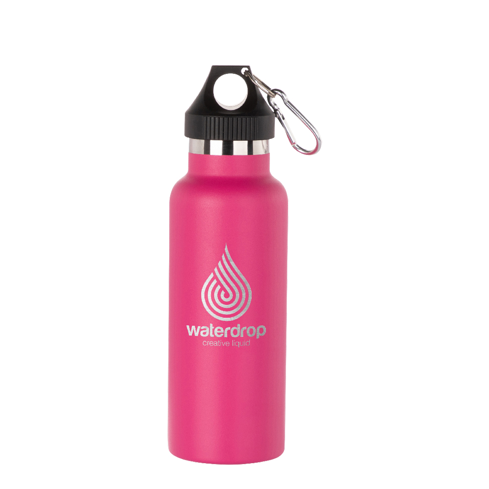 Powder Coated Sports Bottle with Plastic &amp; Carabiner Lid(17oz/500ml,Common Blank,Purple Red)