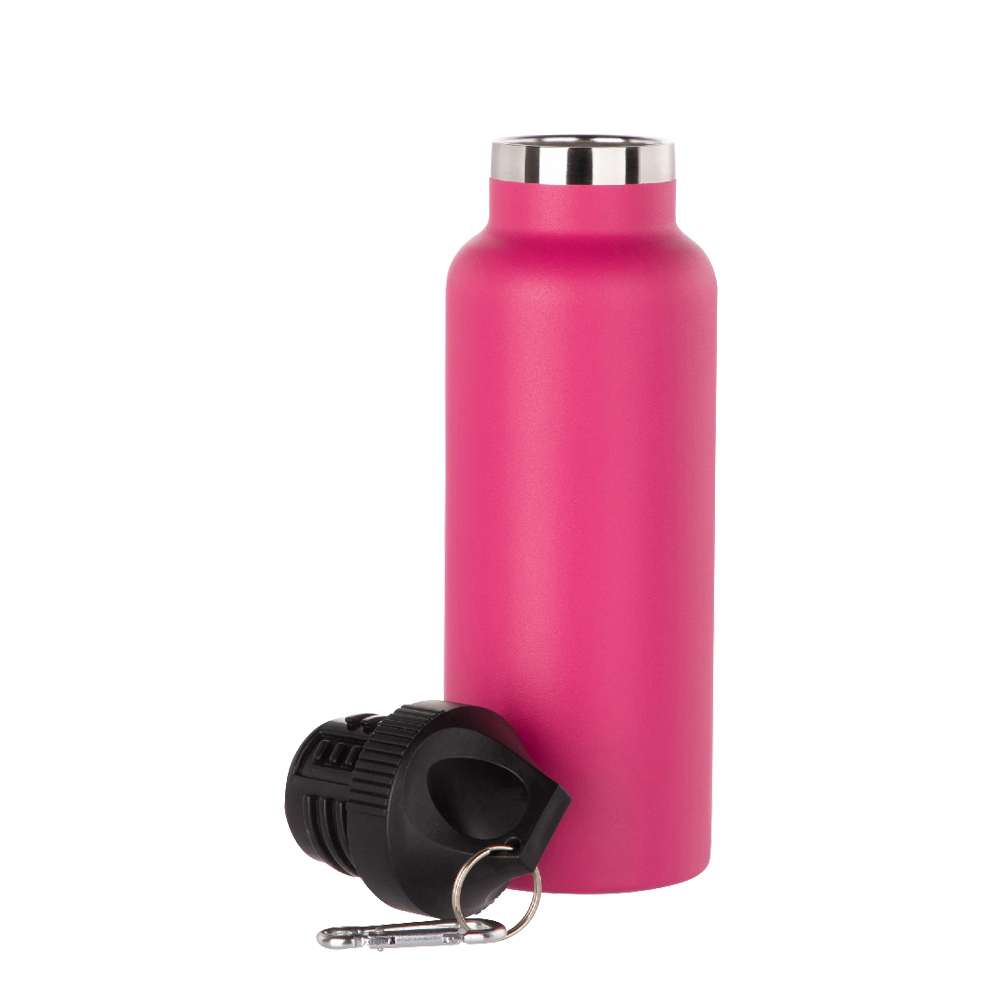 Powder Coated Sports Bottle with Plastic &amp; Carabiner Lid(17oz/500ml,Common Blank,Purple Red)