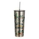 Stainless Steel Tumbler with flat lid &amp; straw(22oz/650ml,Common Blank,Silver)