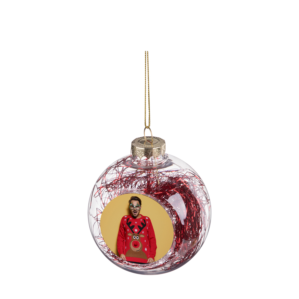 8cm Plastic Christmas Ball Ornament with tring