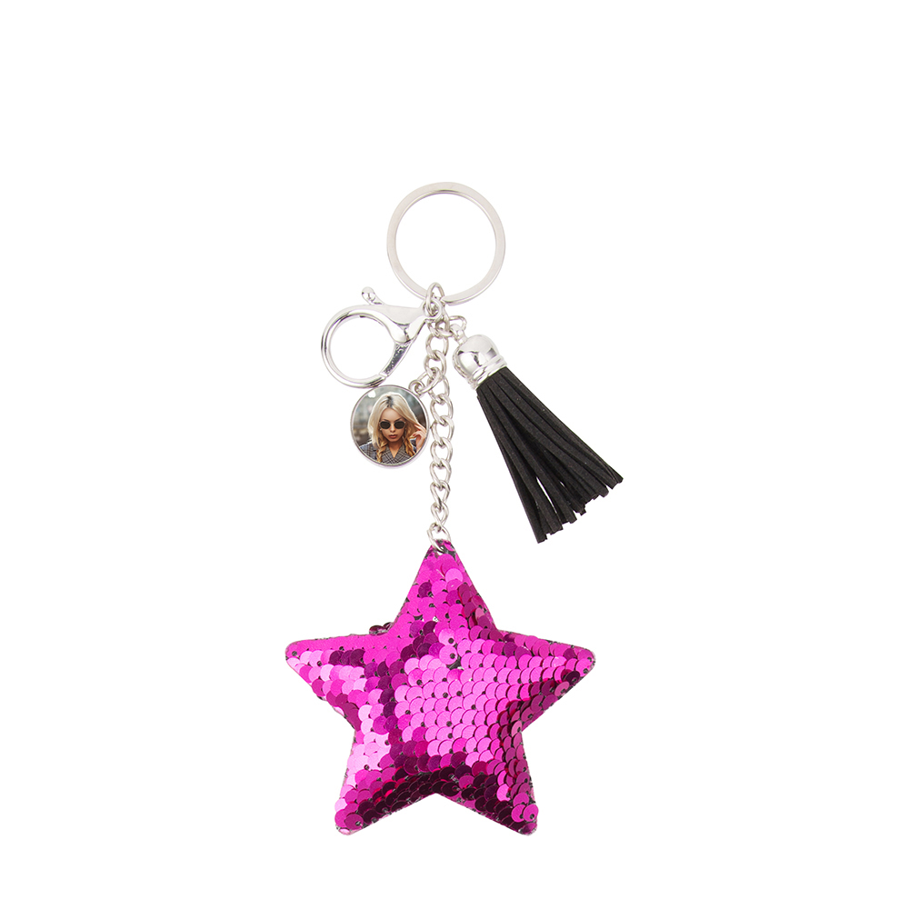 Star Sequin Keychain w/  Short Tassel