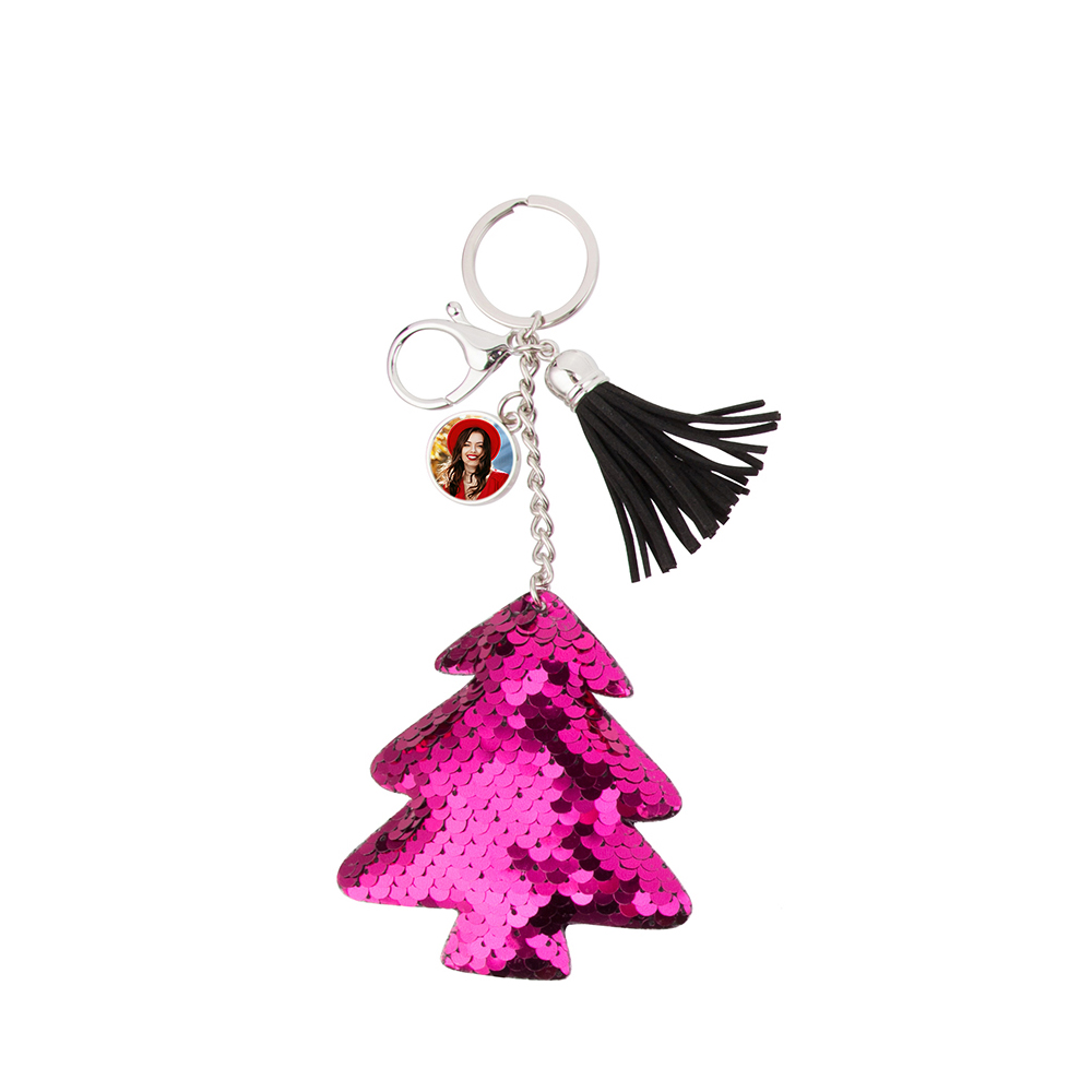 Christmas Tree Sequin Keychain w/  Short Tassel