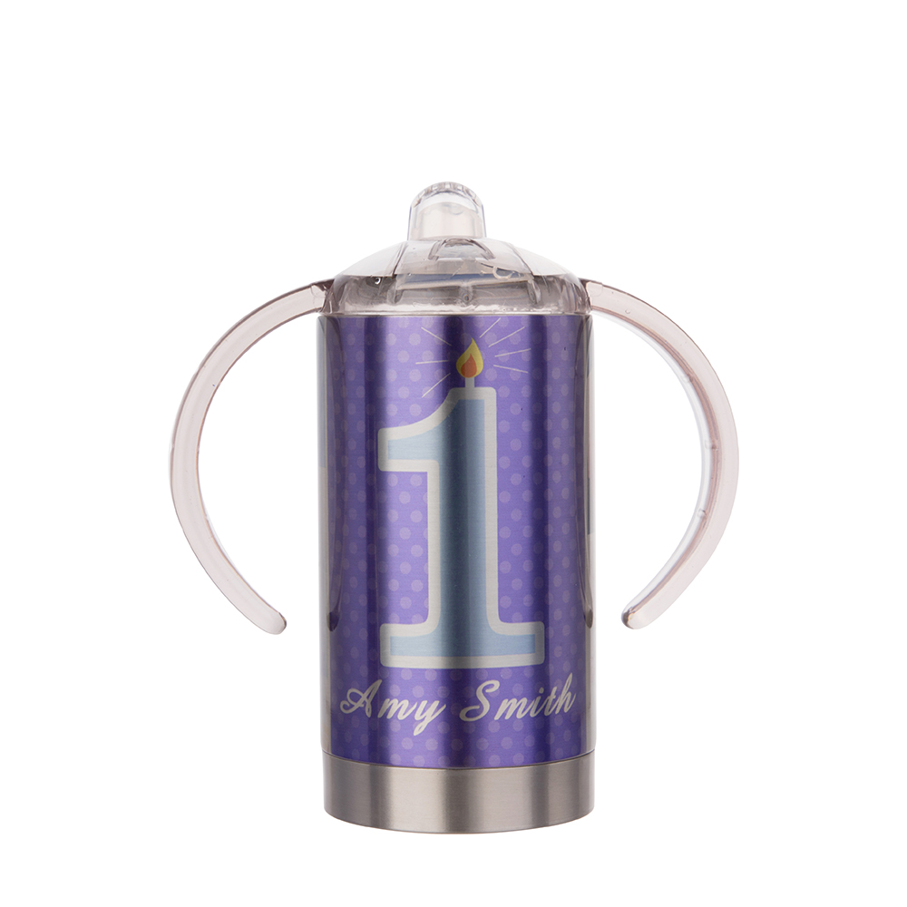 Stainless Steel Straight Sippy Cup with Spout(400ml,Sublimation Blank,Silver)