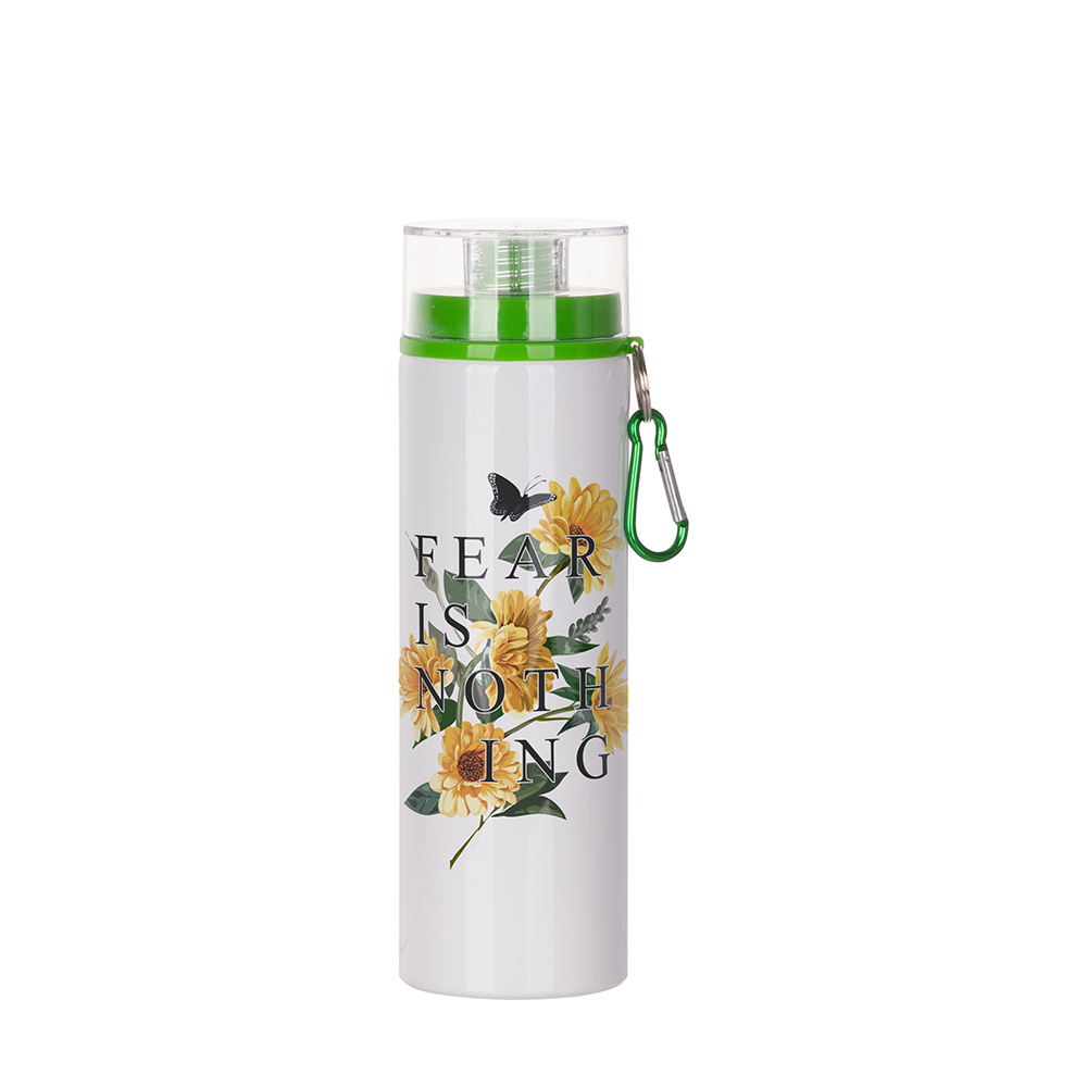 Aluminum Bottle w/ Green Lid(28oz/850ml,Sublimation Blank,White)