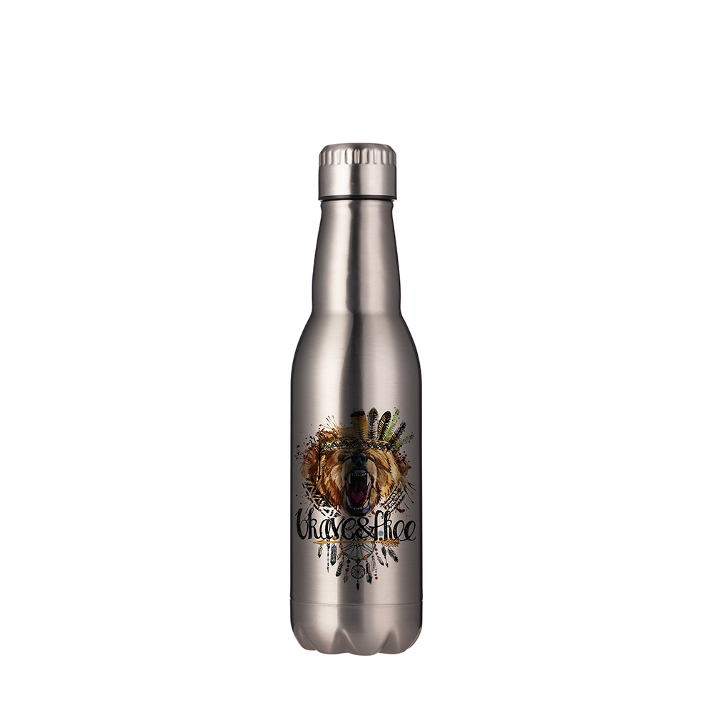 Stainless Steel Wine Bottle(17oz/500ml,Sublimation Blank,Silver)