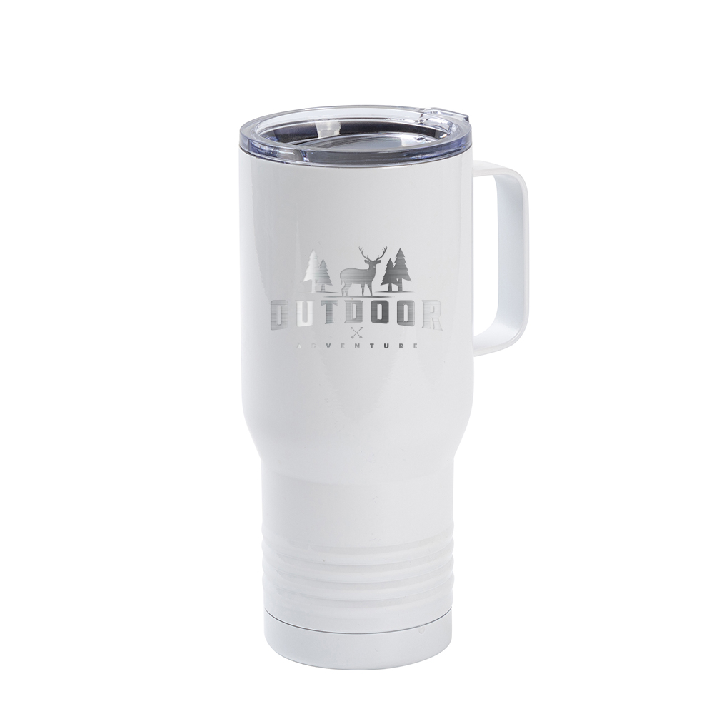 Stainless Steel Tumbler with Handle w/ Ringneck Grip(22oz/650ml,Sublimation Blank,White)