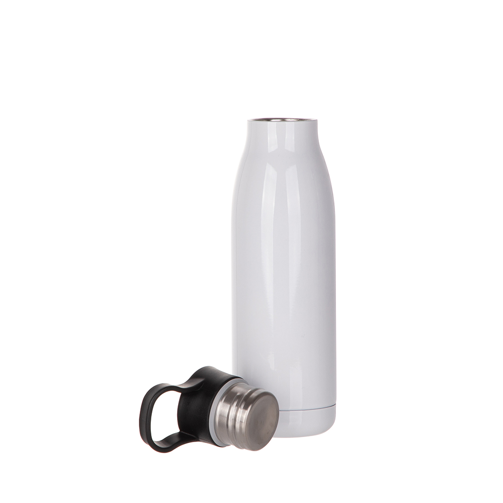 Stainless Steel Sports Bottle w/ Portable Lid(17oz/500ml,Sublimation Blank,White)