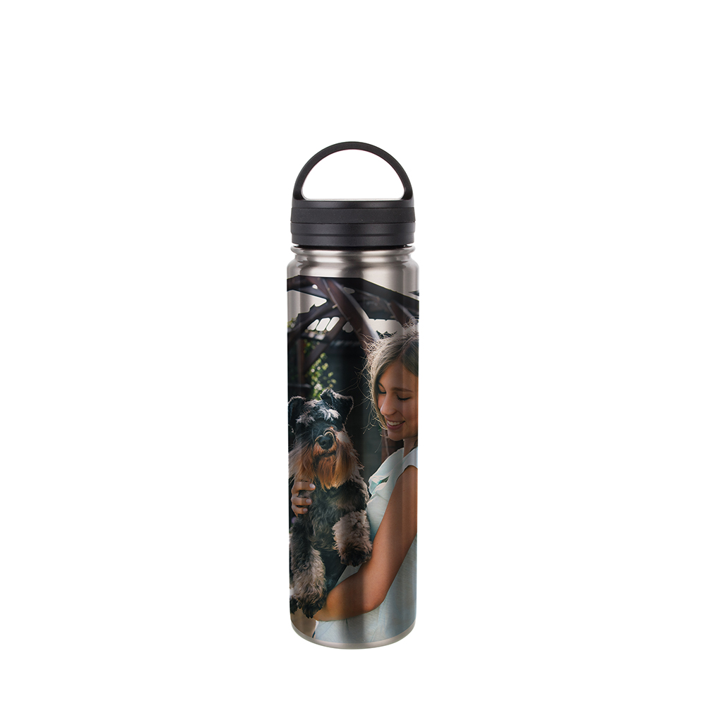Stainless Steel Flask w/ Portable Lid(25oz/750ml,Sublimation Blank,Silver)