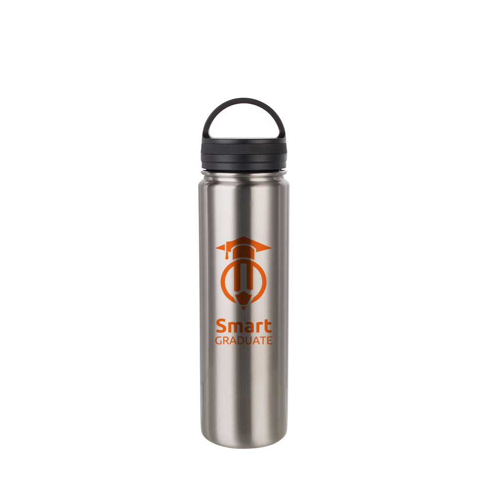 Stainless Steel Flask w/ Portable Lid(25oz/750ml,Sublimation Blank,Silver)