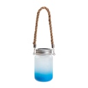 Frosted Mason Jar w/ Lantern Lid and Hemp Rope Handle(15oz/450ml,Sublimation Blank,Light Blue)