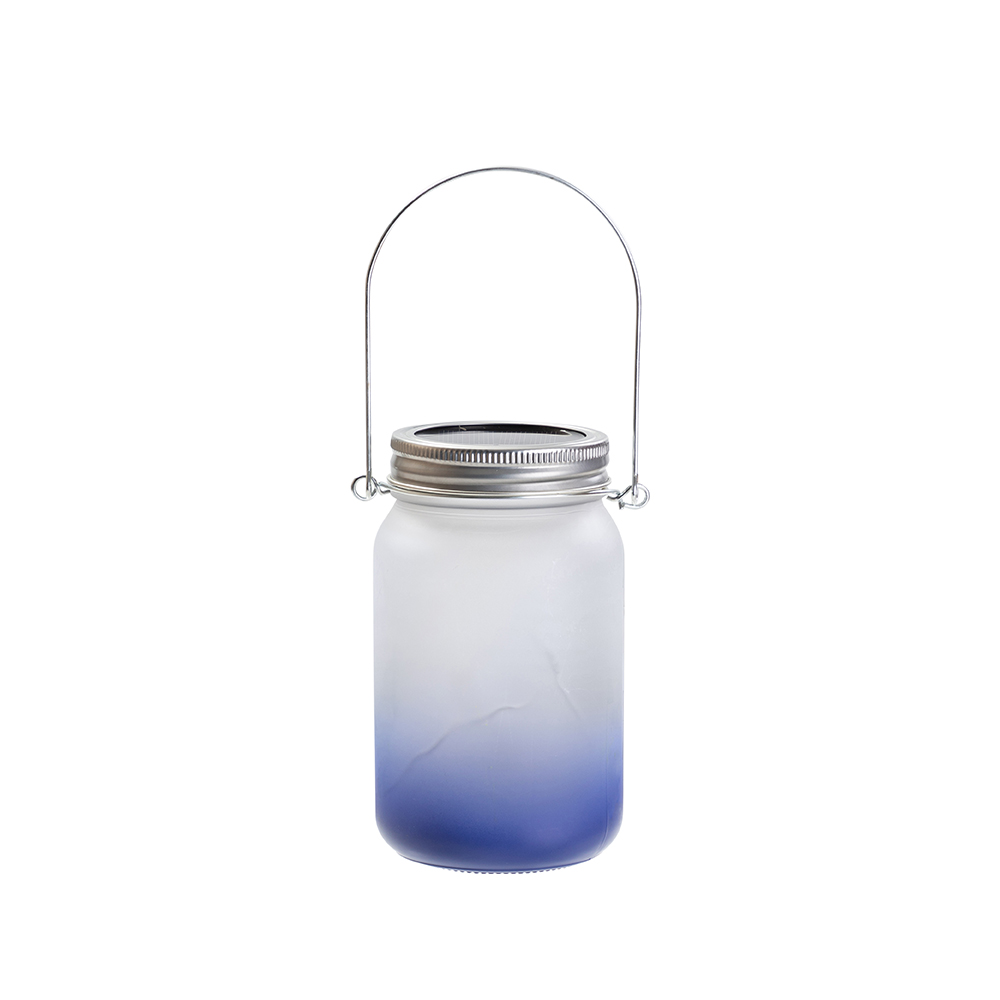 Frosted Mason Jar w/ Lantern Lid and Metal Handle(15oz/450ml,Sublimation Blank,Dark Blue)