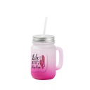 Frosted Mason Jar w/ Straw Gradient(12oz/360ml,Sublimation Blank,Rose Red)