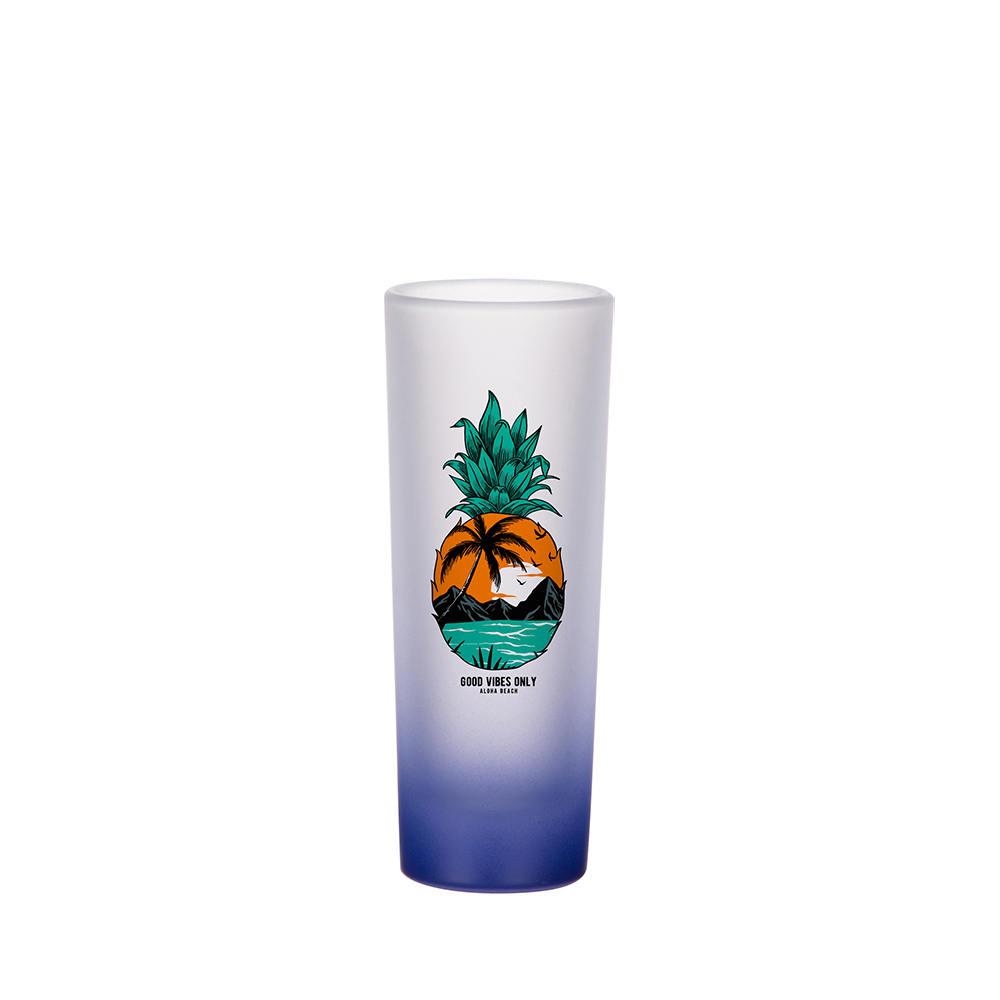 Frosted Shot Glass Gradient Color(15oz/450ml,Sublimation Blank,Dark Blue)