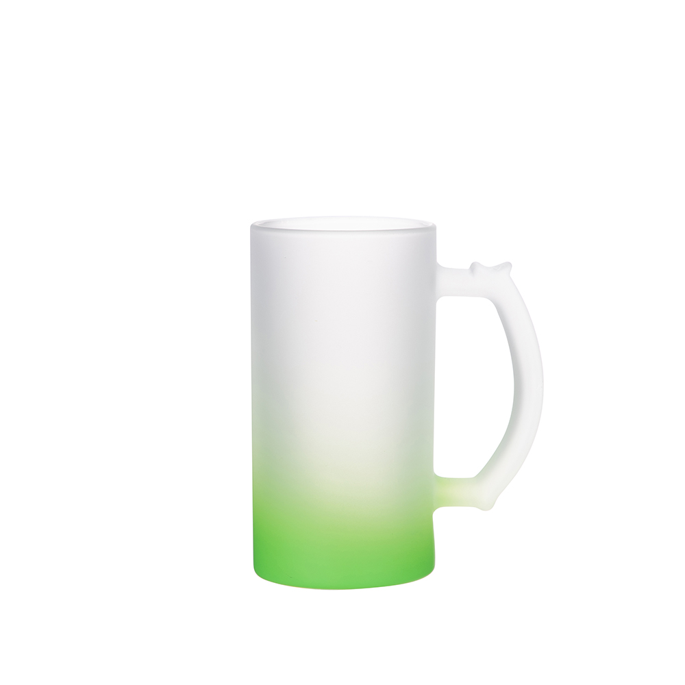 Frosted Glass Beer Mug Gradient(16oz/480ml,Sublimation Blank,Green)