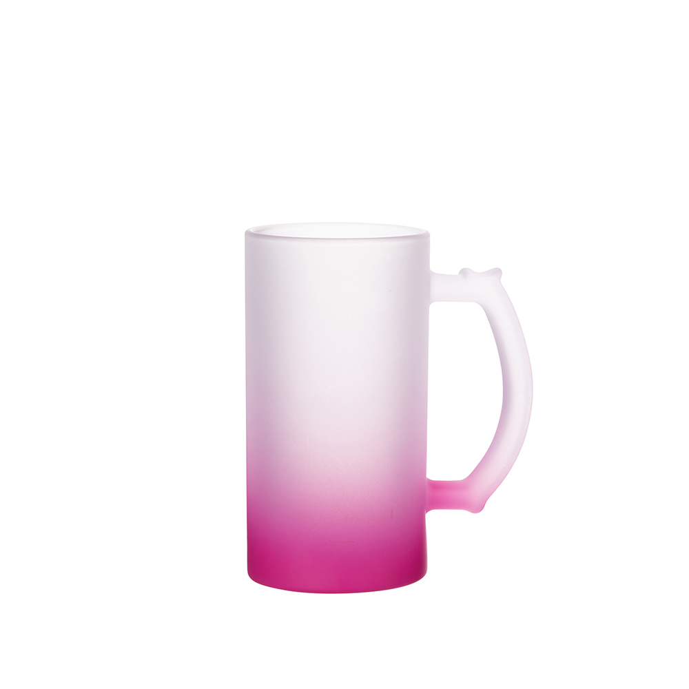 Frosted Glass Beer Mug Gradient(16oz/480ml,Sublimation Blank,Rose Red)